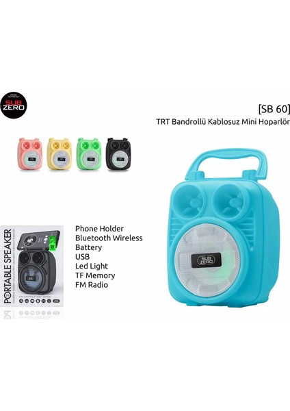 🔊 Subzero SB60 Bluetooth/usb/sd Müzik Kutusu | Kablosuz Hoparlör & Taşınabilir Ses Sistemi fiyatları