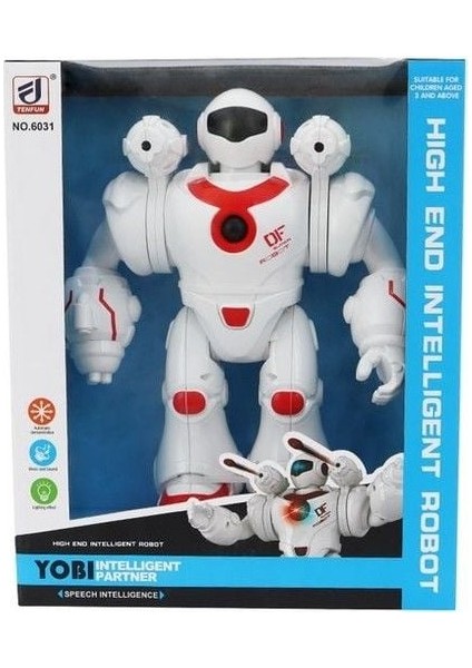 Füze Atan Sesli ve Işıklı Robot Kırmızı-Beyaz Kız Erkek Çocuk Oyuncak Eğitici Oyuncaklar