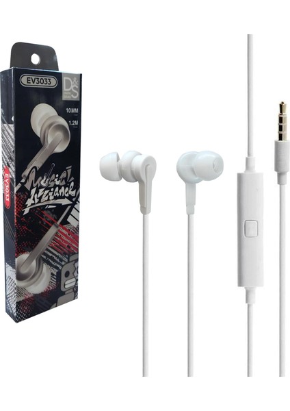 EV-3033 Kablolu Kulakiçi Kulaklık Mikrofonlu 3.5mm