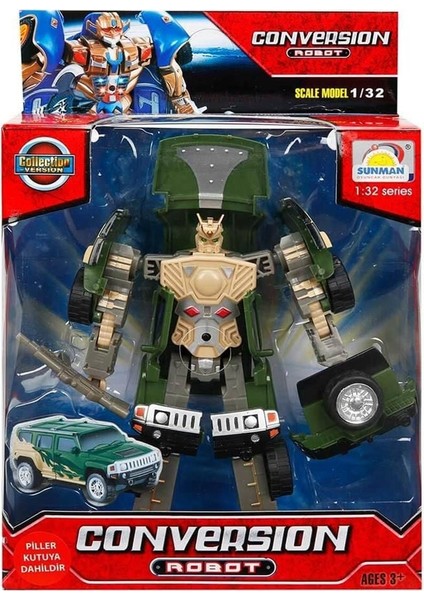 S00081234 1/32 Robot Transformer Ses/ışk 10A -Sun Kız Erkek Çocuk Oyuncak Eğitici Oyuncaklar modelleri