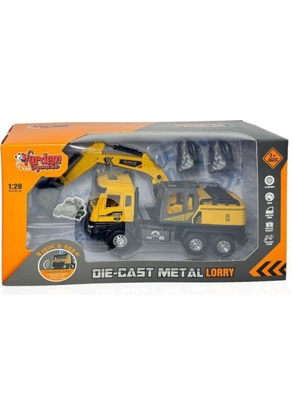 AA992-01AB Çek Bırak Işıklı ve Sesli 1:28 Kamyon Ekskavatör / Beton Mikseri Kız Erkek Çocuk Oyuncak fiyatları