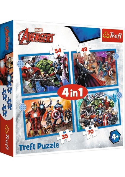 PUZZLE-34386 The Avengers 4ın1 Puzzle Kız Erkek Çocuk Oyuncak Eğitici Oyuncaklar