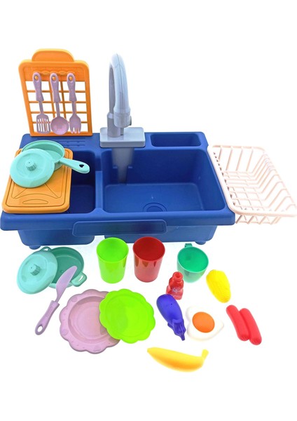 Sesli Lavabolu Mutfak Seti Kız Erkek Çocuk Oyuncak Eğitici Oyuncaklar