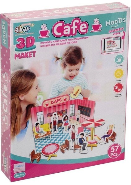 Cafe Maket 3 Boyutlu Puzzle Kız Erkek Çocuk Oyuncak Eğitici Oyuncaklar