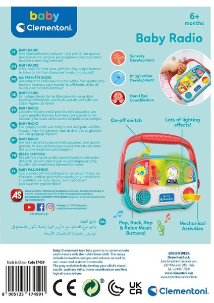 17459 Baby Clementoni - Bebek Radyosu Kız Erkek Çocuk Oyuncak Eğitici Oyuncaklar modelleri