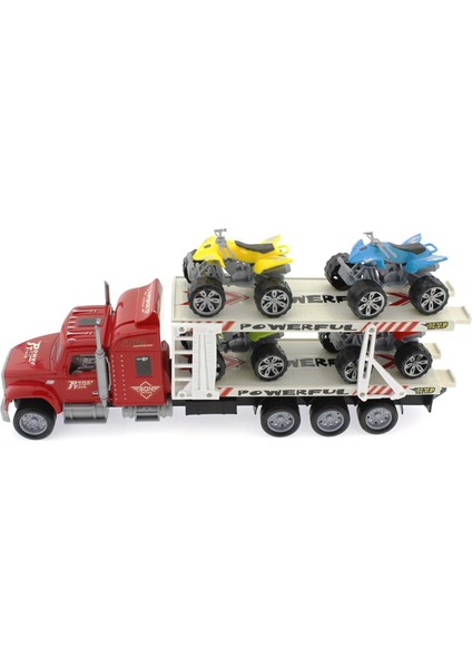 Sürtmeli Atv Taşıyan Kırmızı Tır Kız Erkek Çocuk Oyuncak Eğitici Oyuncaklar