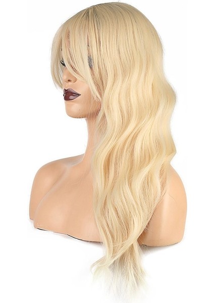 Dalgalı Perçemli Fiber Sentetik Orta Boy Peruk / Platin fırsatları