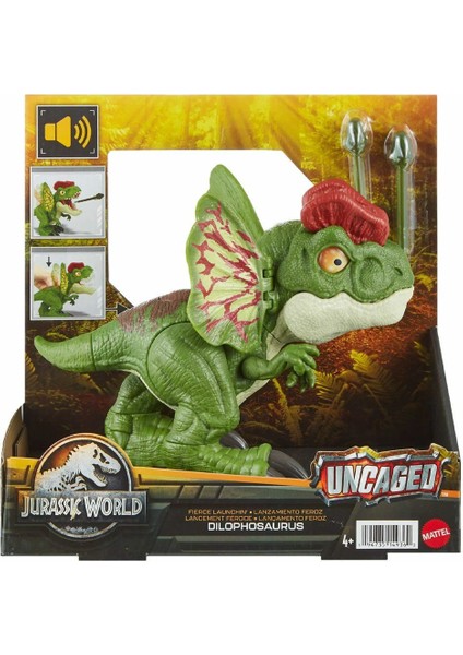 HNT65 Jurassic World Uncaged™ Interaktif Dilophosaurus Figürü Kız Erkek Çocuk Oyuncak Eğitici Oyunca