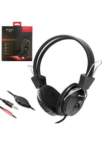 T-808 Kablolu Pc Kulak Üstü Kulaklık 3.5mm Jack Mikrofonlu