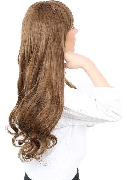 Kahküllü Uzun Dalgalı Fiber Sentetik Peruk / Kumral modelleri