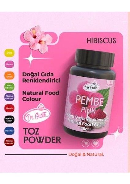 Doğal Toz Gıda Boyası Dr.gusto 25 gr Pembe