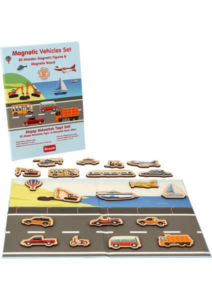 Rossie Ahşap Mıknatıslı Taşıt Seti ve Oyun Alanı Kız Erkek Çocuk Oyuncak Eğitici Oyuncaklar fiyatları