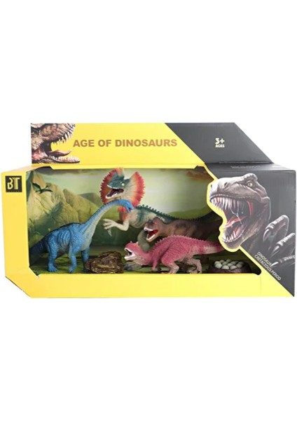 Aksesuarlı Model Dinozor Seti 4 Lü Kız Erkek Çocuk Oyuncak Eğitici Oyuncaklar