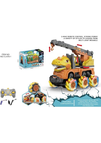 YJ-078-1 Uzaktan Kumandalı Full Fonksiyon 2.4g Dinozor Kamyon Vinç -Vardem Kız Erkek Çocuk Oyuncak E modelleri