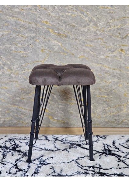 Kare Siyah Boyalı Telli Ayaklı Tabure - Oturak - Bar Taburesi - Ayaklı Tabure Kahverengi Renk 33 x 48 Boyut/ebat fiyatları