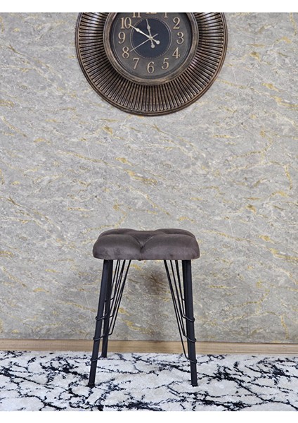 Kare Siyah Boyalı Telli Ayaklı Tabure - Oturak - Bar Taburesi - Ayaklı Tabure Kahverengi Renk 33 x 48 Boyut/ebat modelleri