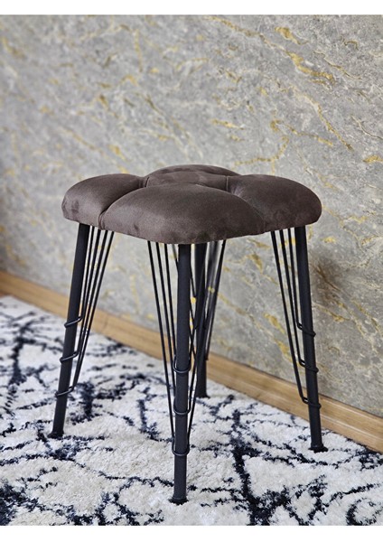 Kare Siyah Boyalı Telli Ayaklı Tabure - Oturak - Bar Taburesi - Ayaklı Tabure Kahverengi Renk 33 x 48 Boyut/ebat fırsatları