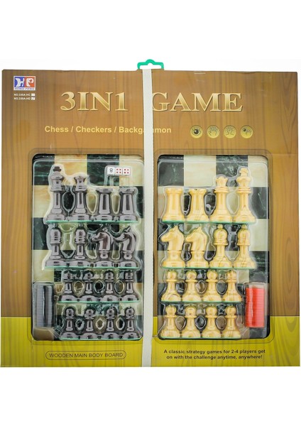 3'ü Bir Arada Satranç Tavla Dama Seti Kız Erkek Çocuk Oyuncak Eğitici Oyuncaklar