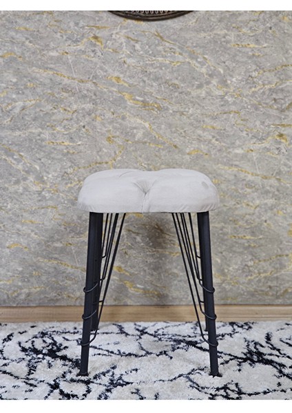 Kare Siyah Boyalı Telli Ayaklı Tabure - Oturak - Bar Taburesi - Ayaklı Tabure Krem Renk 33 x 48 Boyut/ebat fiyatları