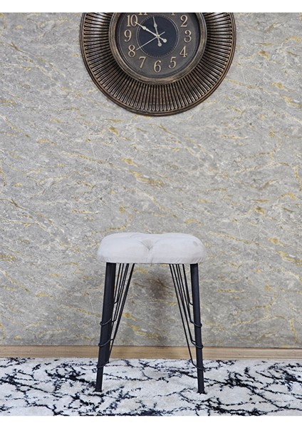 Kare Siyah Boyalı Telli Ayaklı Tabure - Oturak - Bar Taburesi - Ayaklı Tabure Krem Renk 33 x 48 Boyut/ebat modelleri