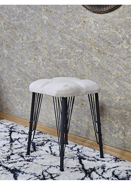 Kare Siyah Boyalı Telli Ayaklı Tabure - Oturak - Bar Taburesi - Ayaklı Tabure Krem Renk 33 x 48 Boyut/ebat fırsatları