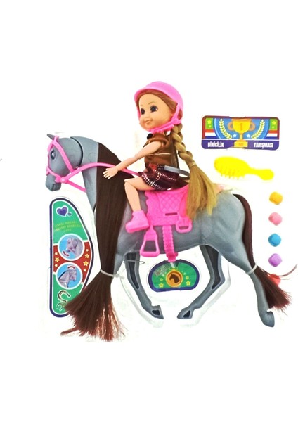 Nini Love Binici Bebek Gri At Kız Erkek Çocuk Oyuncak Eğitici Oyuncaklar