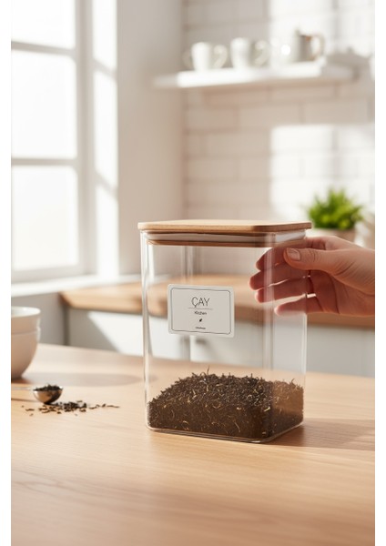 Ahşap Kapaklı Çay Kavanozu Kutusu