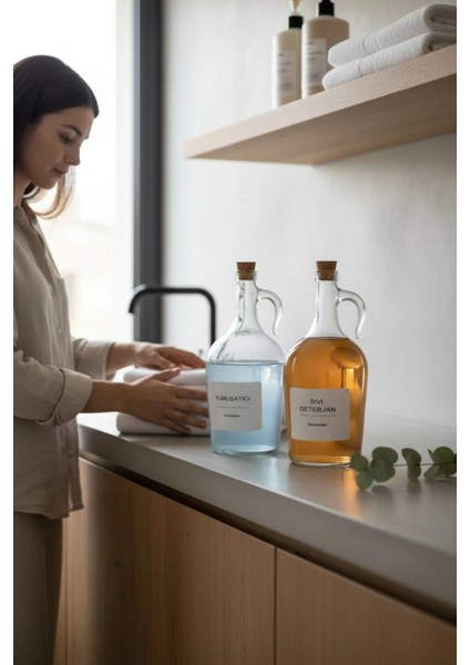 Dekoratif Mantar Kapaklı Yumuşatıcı ve Sıvı Deterjan Şişesi 1500 Ml(1.5 Litre) modelleri