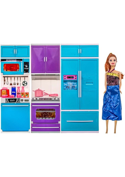 Karlar Ülkesi Bebek ve 3'lü Mutfak Seti Kız Erkek Çocuk Oyuncak Eğitici Oyuncaklar