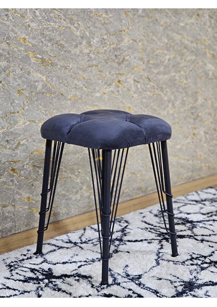 Kare Siyah Boyalı Telli Ayaklı Tabure - Oturak - Bar Taburesi - Ayaklı Tabure Füme Renk 33 x 48 Boyut/ebat