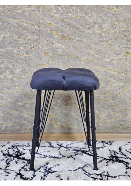 Kare Siyah Boyalı Telli Ayaklı Tabure - Oturak - Bar Taburesi - Ayaklı Tabure Füme Renk 33 x 48 Boyut/ebat fiyatları