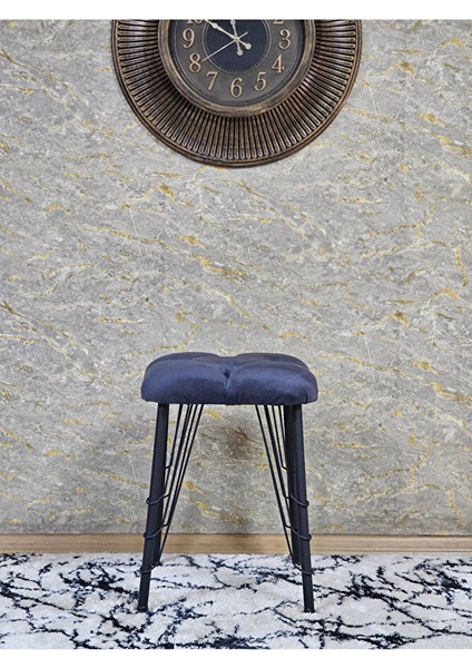 Kare Siyah Boyalı Telli Ayaklı Tabure - Oturak - Bar Taburesi - Ayaklı Tabure Füme Renk 33 x 48 Boyut/ebat modelleri