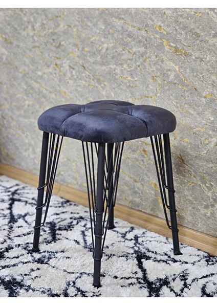 Kare Siyah Boyalı Telli Ayaklı Tabure - Oturak - Bar Taburesi - Ayaklı Tabure Füme Renk 33 x 48 Boyut/ebat fırsatları