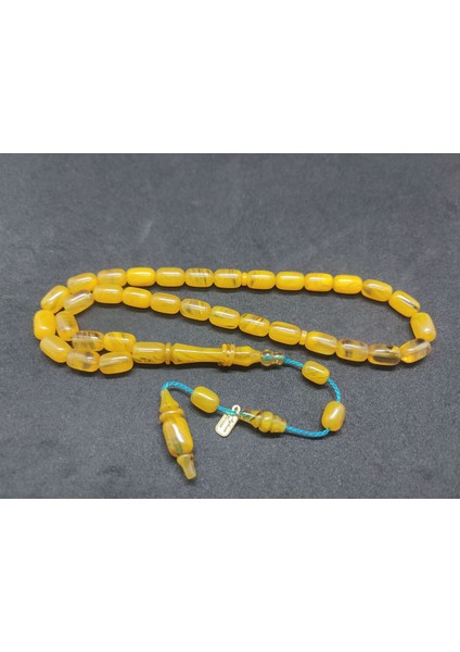 Ayhan Turan Usta Eseri Şeffaf Delim Halkalı Imame Sıkma Kehribar Kehribar Sertifikalı 8630