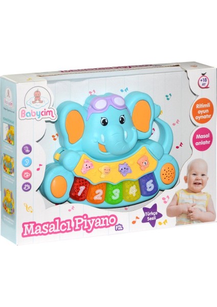 855-31A-24 Birliktoys, Babycim Masalcı Piyano-Fil Kız Erkek Çocuk Oyuncak Eğitici Oyuncaklar