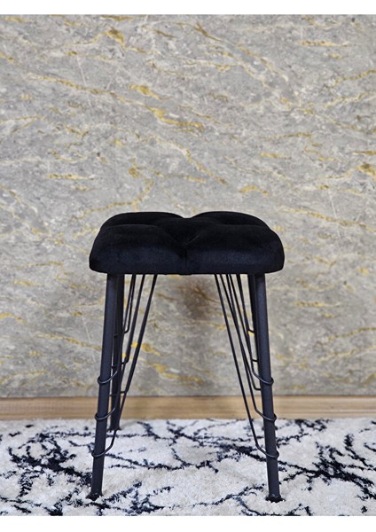 Kare Siyah Boyalı Telli Ayaklı Tabure - Oturak - Bar Taburesi - Ayaklı Tabure Siyah Renk 33 x 48 Boyut/ebat fiyatları