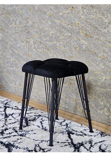 Kare Siyah Boyalı Telli Ayaklı Tabure - Oturak - Bar Taburesi - Ayaklı Tabure Siyah Renk 33 x 48 Boyut/ebat fırsatları