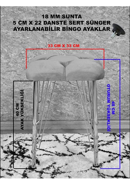 Kare Siyah Boyalı Telli Ayaklı Tabure - Oturak - Bar Taburesi - Ayaklı Tabure Siyah Renk 33 x 48 Boyut/ebat indirimleri