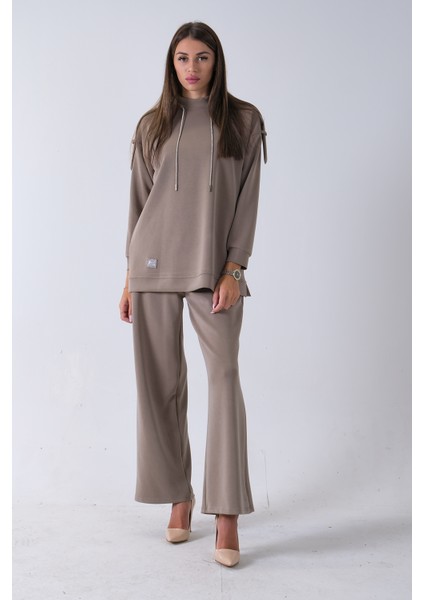 Haki Omuz Apolet Detaylı Yakası Ipli Tunik Pantolonlu Takım 4577281.23