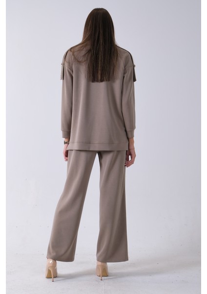 Haki Omuz Apolet Detaylı Yakası Ipli Tunik Pantolonlu Takım 4577281.23 indirimleri
