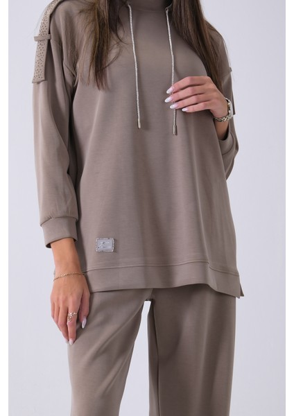 Haki Omuz Apolet Detaylı Yakası Ipli Tunik Pantolonlu Takım 4577281.23