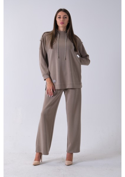 Haki Omuz Apolet Detaylı Yakası Ipli Tunik Pantolonlu Takım 4577281.23