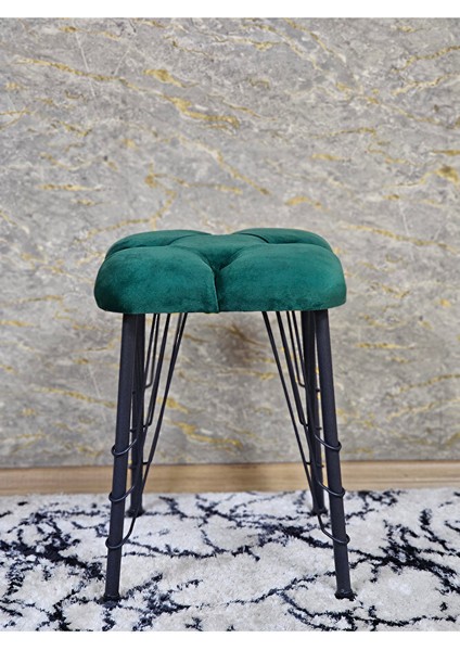 Kare Siyah Boyalı Telli Ayaklı Tabure - Oturak - Bar Taburesi - Ayaklı Tabure Yeşil Renk 33 x 48 Boyut/ebat fiyatları