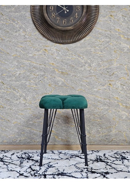 Kare Siyah Boyalı Telli Ayaklı Tabure - Oturak - Bar Taburesi - Ayaklı Tabure Yeşil Renk 33 x 48 Boyut/ebat modelleri