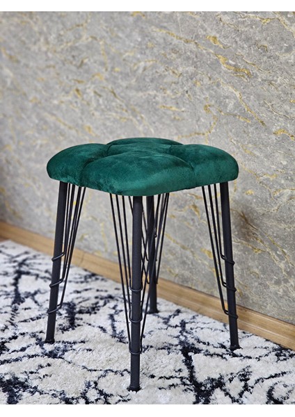 Kare Siyah Boyalı Telli Ayaklı Tabure - Oturak - Bar Taburesi - Ayaklı Tabure Yeşil Renk 33 x 48 Boyut/ebat fırsatları