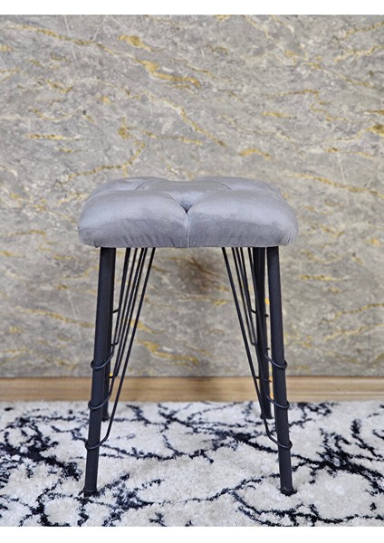 Kare Siyah Boyalı Telli Ayaklı Tabure - Oturak - Bar Taburesi - Ayaklı Tabure Gri Renk 33 x 48 Boyut/ebat fiyatları