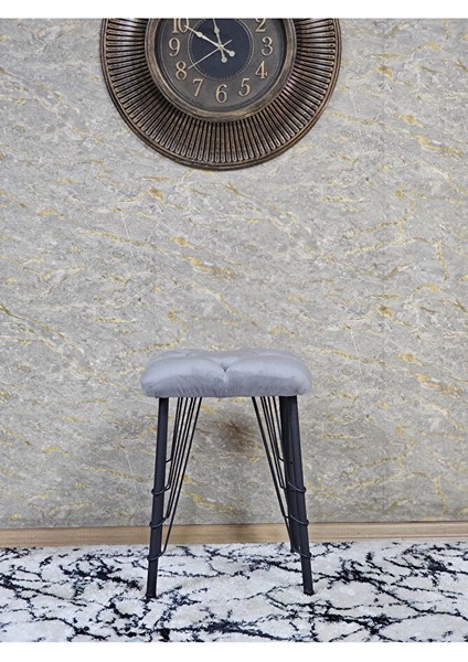 Kare Siyah Boyalı Telli Ayaklı Tabure - Oturak - Bar Taburesi - Ayaklı Tabure Gri Renk 33 x 48 Boyut/ebat modelleri