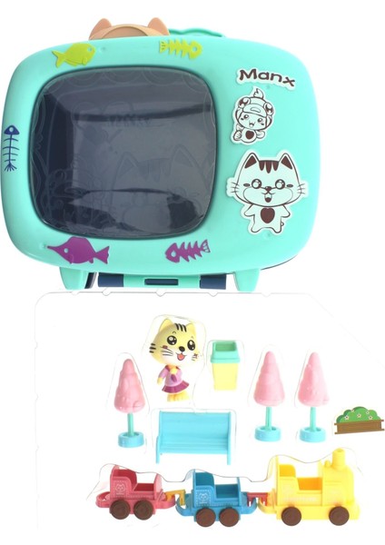 Kedi Şehri Çantalı Tren Oyun Seti Kız Erkek Çocuk Oyuncak Eğitici Oyuncaklar