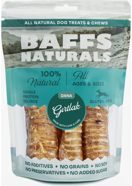 Baffs Naturals Dana Gırtlak %100 Doğal Çiğnemelik Köpek Ödül Maması 100 gr