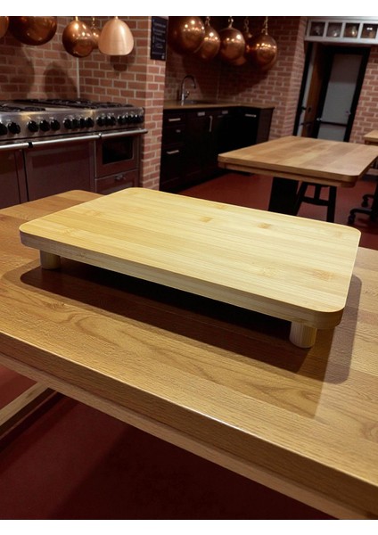 Ayaklı Bambu Sunum ve Kesme Tahtası – Doğal Bambu, 32X22X3 cm | Servis Tahtası, Kahvaltı Sunum Tahtası, Mutfak Kesme Tahtası modelleri